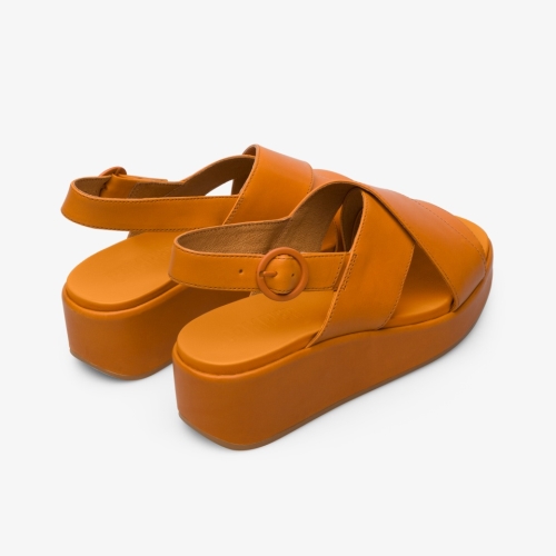 Camper Misia Womens Platform Sandals US-64151 Dark Orange Factory Outlet USA